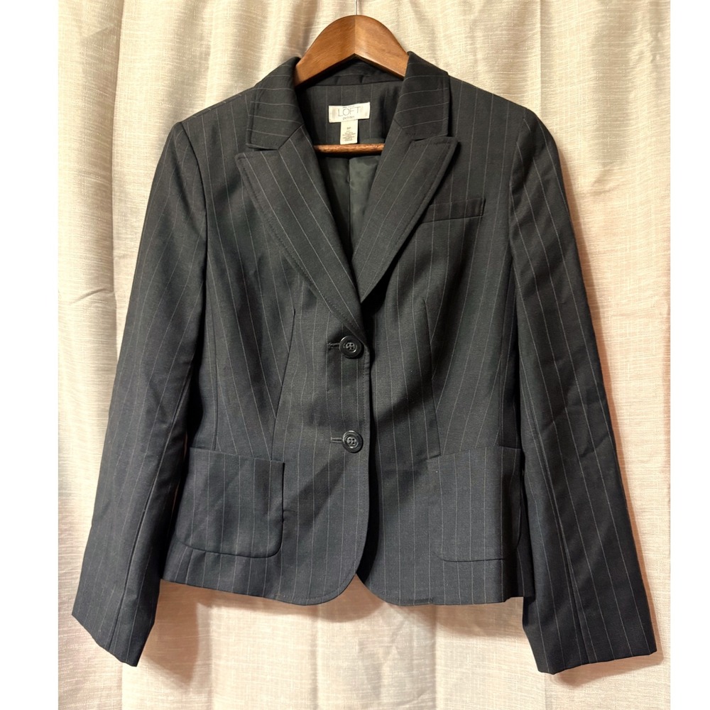 NWOT‎ LOFT Ann Taylor Petites Pinstripe Wool Blend Blazer Career Jacket 8P